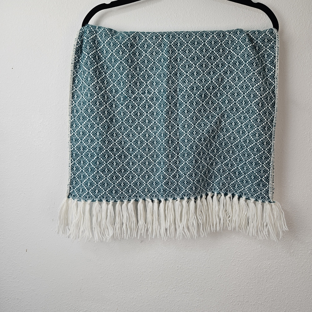 APAR PERU Alpaca Knit Scarf Fringe Green White